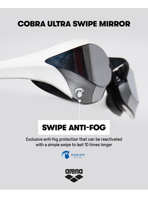 Arena Cobra Ultra Swipe Goggles - Silver Mirror/White