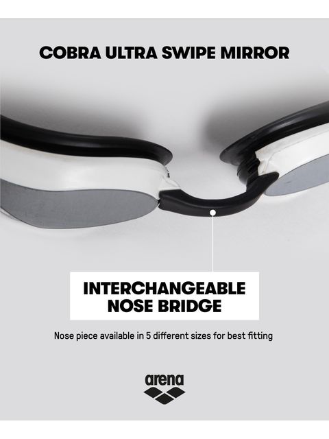 Arena Cobra Ultra Swipe Goggles - Silver Mirror/White