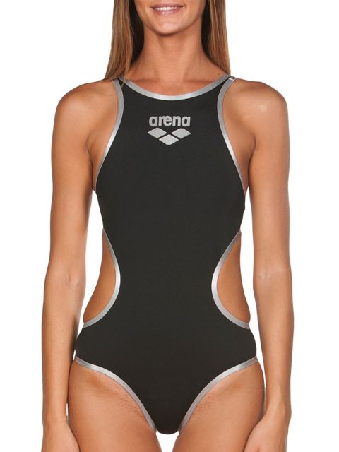 Arena One Biglogo Black & Silver Womens One Piece