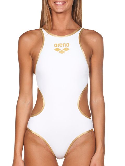Arena One Biglogo White & Gold Womens One Piece