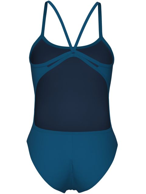 Arena Solid Lace Back One Piece - Blue