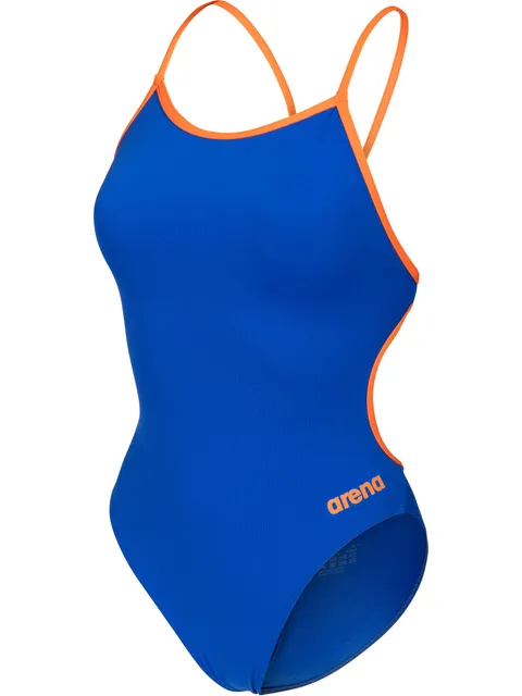 Arena Solid Lace Back One Piece - Blue/Orange