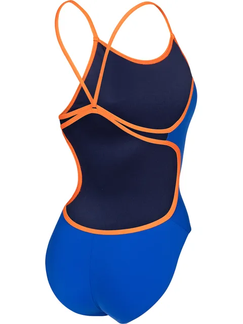 Arena Solid Lace Back One Piece - Blue/Orange