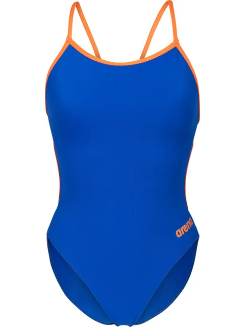 Arena Solid Lace Back One Piece - Blue/Orange