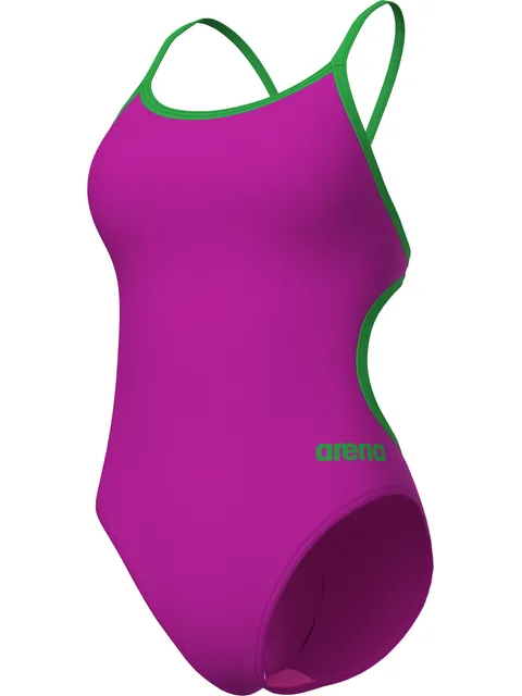 Arena Solid Lace Back One Piece - Fuchsia/Green