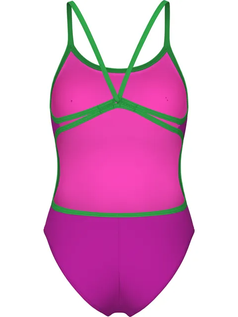 Arena Solid Lace Back One Piece - Fuchsia/Green