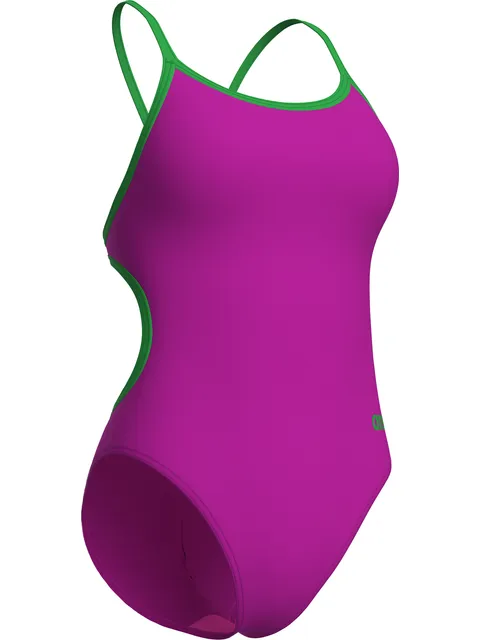 Arena Solid Lace Back One Piece - Fuchsia/Green