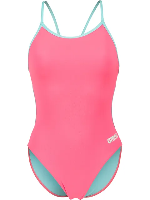 Arena Solid Lace Back One Piece - Pink/Water