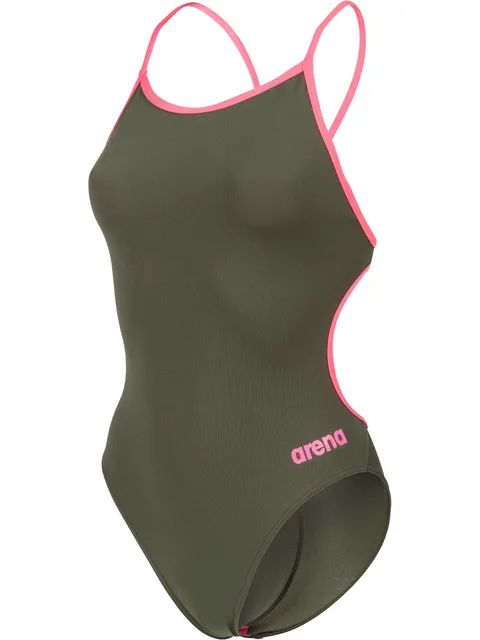 Arena Solid Lace Back One Piece - Sage/Pink