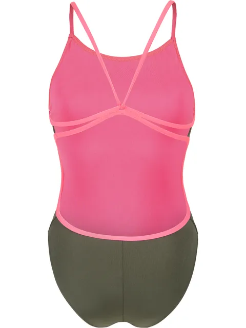 Arena Solid Lace Back One Piece - Sage/Pink