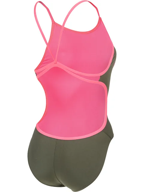 Arena Solid Lace Back One Piece - Sage/Pink