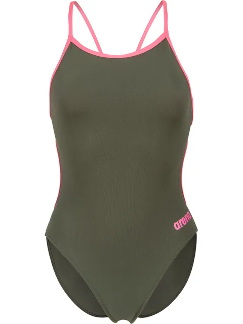 Arena Solid Lace Back One Piece - Sage/Pink