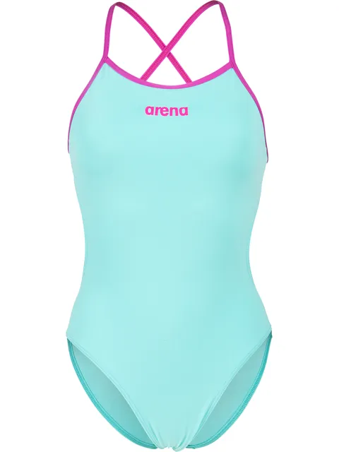 Arena Solid Tie Back One Piece - Water/Fuschia
