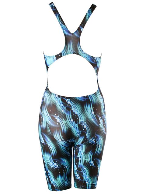 Diana Shiny Blue Kneelength Swimsuit