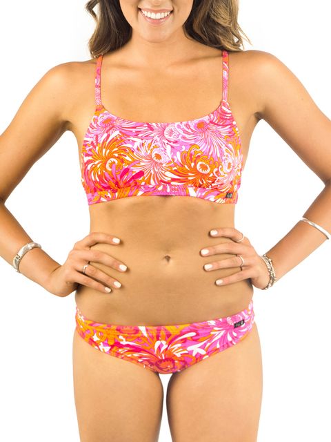 Flower Bomb Pink Womens Sports Bikini