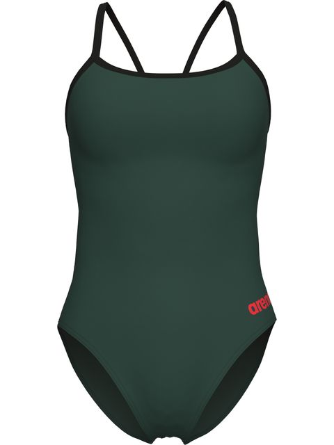 Arena Solid Lace Back One Piece - Sage/Black