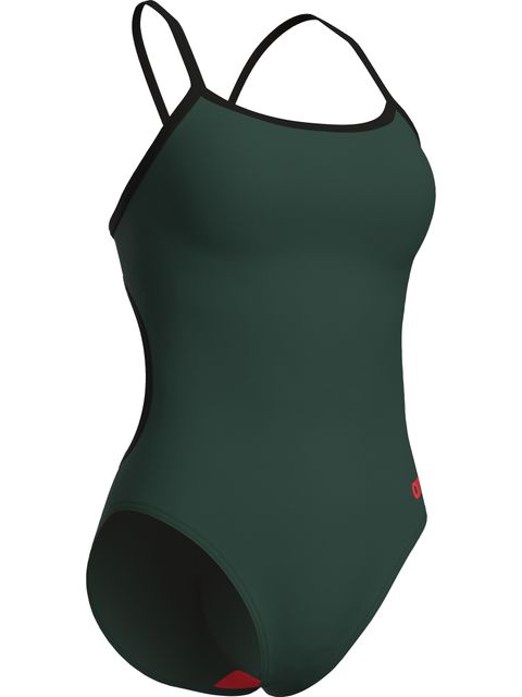 Arena Solid Lace Back One Piece - Sage/Black