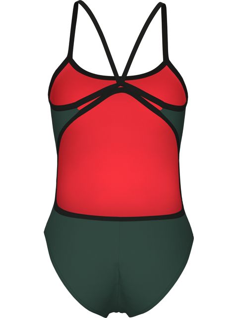 Arena Solid Lace Back One Piece - Sage/Black