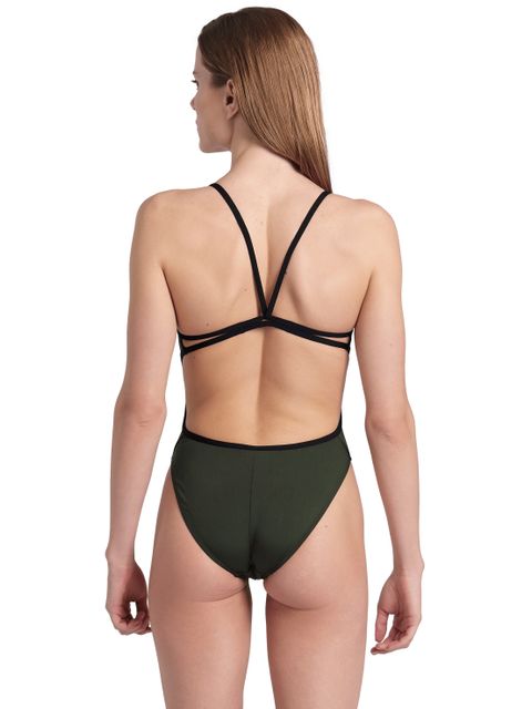 Arena Solid Lace Back One Piece - Sage/Black