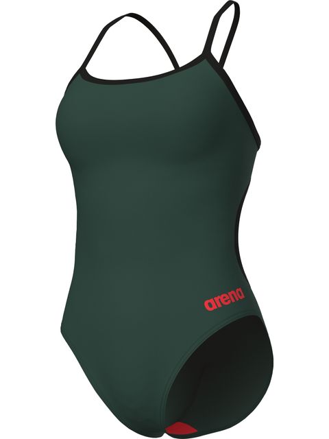 Arena Solid Lace Back One Piece - Sage/Black