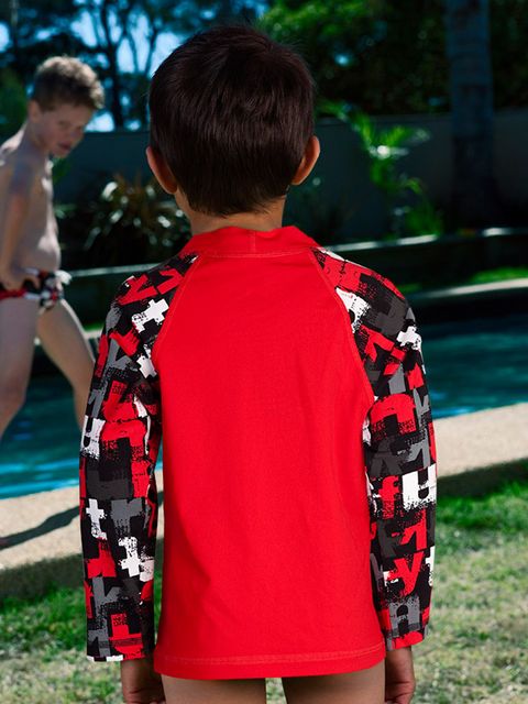Funky Trunks Branded Red Toddler Boys Sleeved Rash Shirt