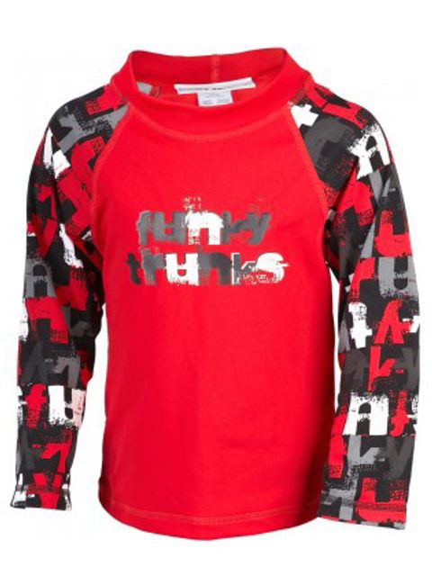 Funky Trunks Branded Red Toddler Boys Sleeved Rash Shirt