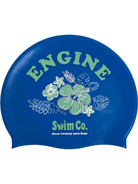Engine Floral Swim Cap - Blue