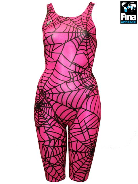 FINA APPROVED Agon Spiderweb Pink Kneelength Racer