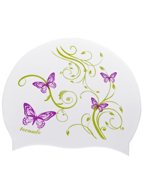 Tornado Flutterby Purple Silicone Swim Cap