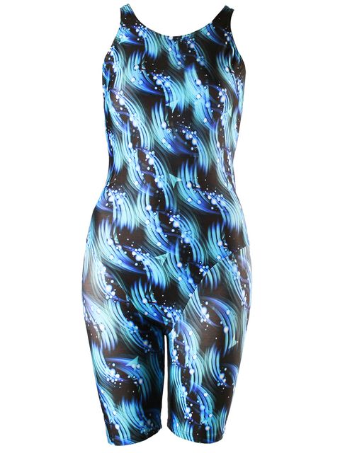 Diana Shiny Blue Kneelength Swimsuit