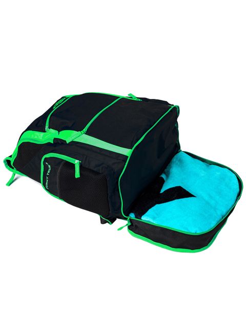 Funky Trunks backpack features shown in Still Navy Colour