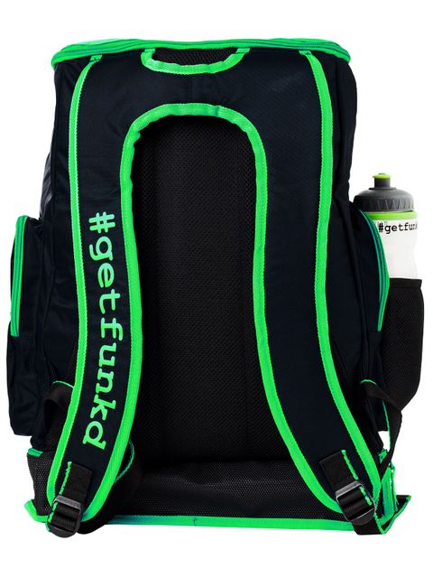 Funky Trunks backpack features shown in Still Navy Colour