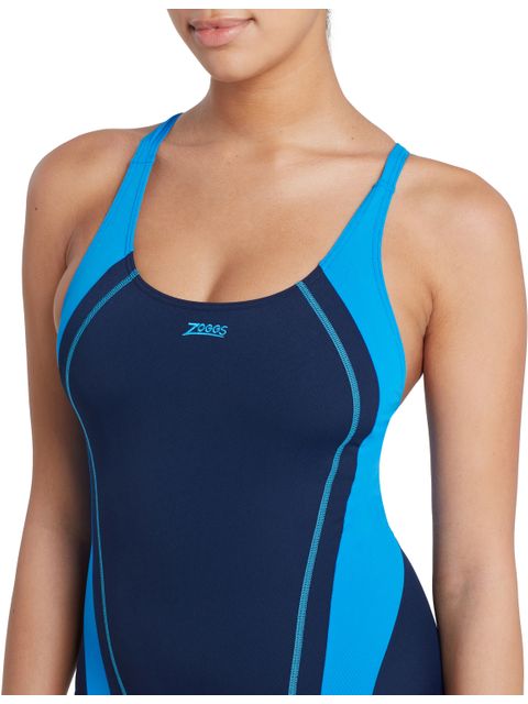 Zoggs Eaton Flyback One Piece - Navy/Light Blue