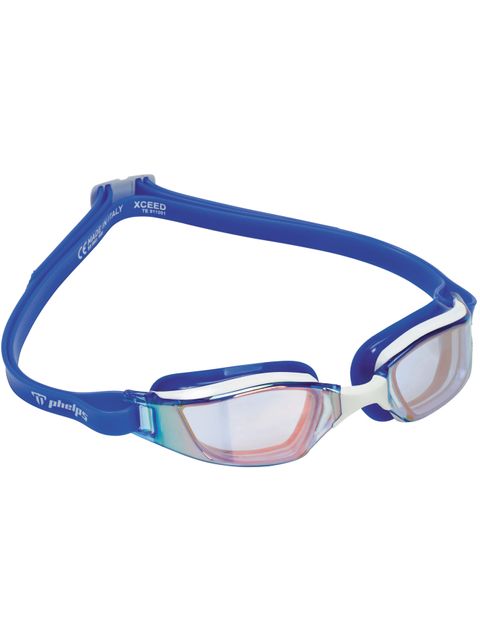 Michael Phelps Xceed Goggles - Titanium Mirrored/White/Blue