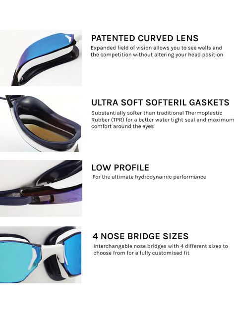 Michael Phelps XCEED Titanium Mirrored Goggles - Blue & White