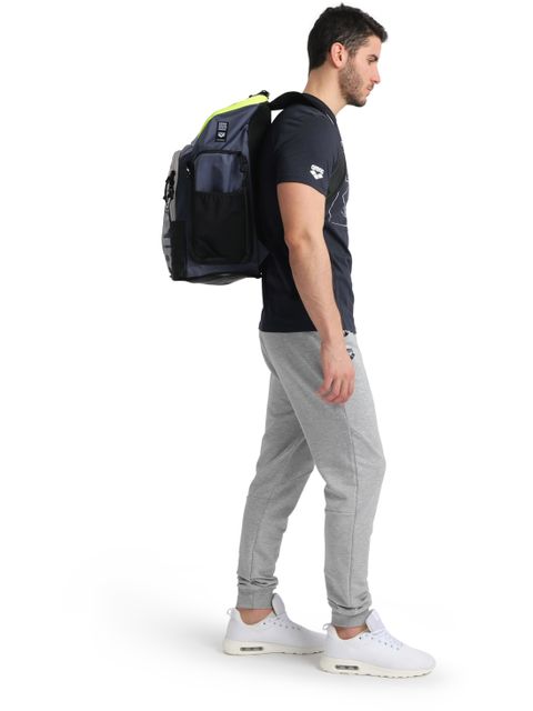 Arena Spiky III Backpack 45L - Navy/Neon Yellow