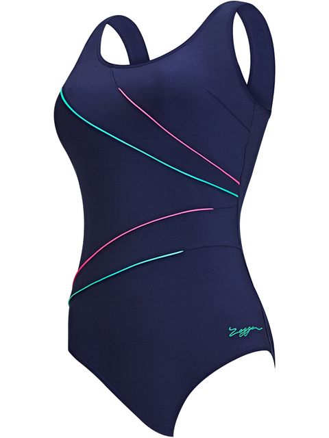 Zoggs Macmasters Scoopback One Piece - Navy/Pink
