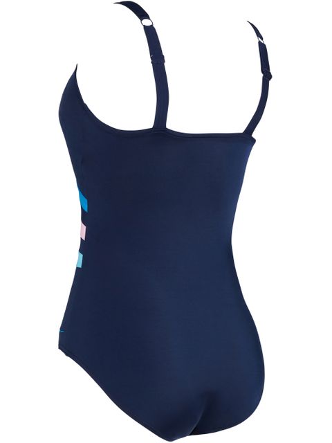 Zoggs Wrap Panel Classicback One Piece - Navy/Blue/Pink