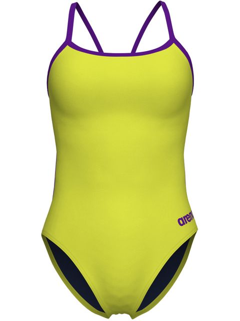 Arena Solid Lace Back One Piece - Green/Plum