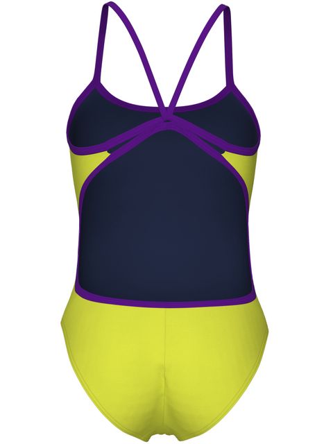 Arena Solid Lace Back One Piece - Green/Plum