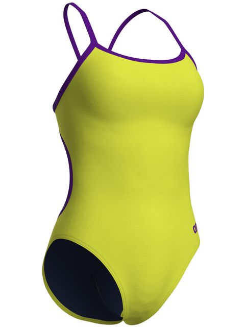 Arena Solid Lace Back One Piece - Green/Plum