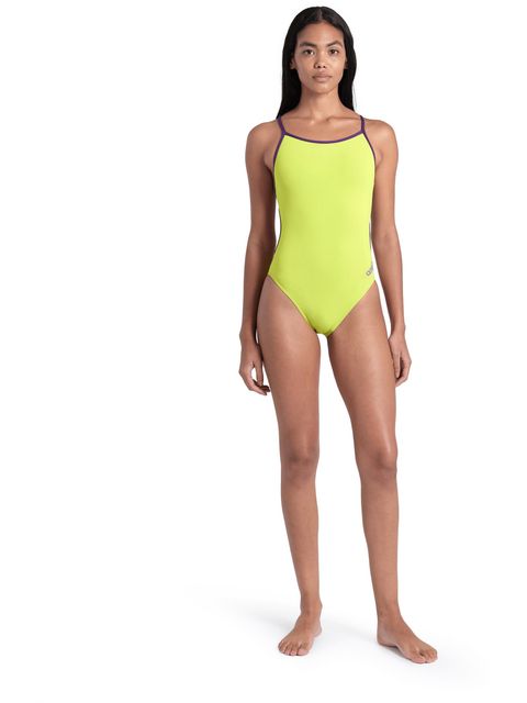 Arena Solid Lace Back One Piece - Green/Plum