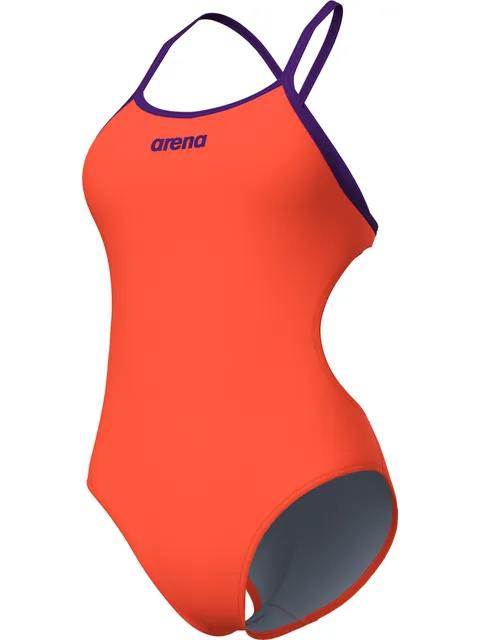 Arena Solid Tie Back One Piece - Coral/Plum