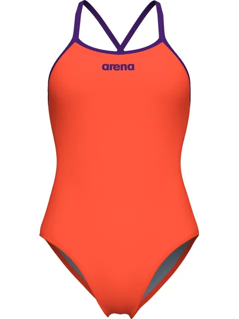 Arena Solid Tie Back One Piece - Coral/Plum