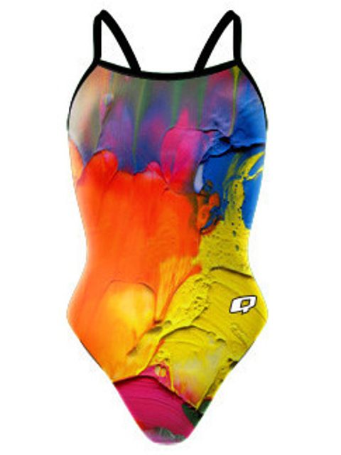 Q Swimwear Scatterbrain Paint One Piece Swimsuit