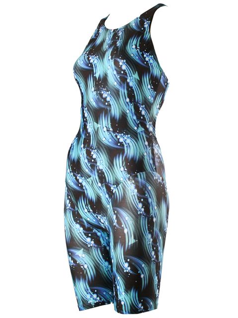 Diana Shiny Blue Kneelength Swimsuit