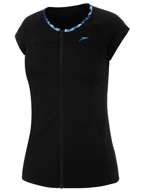 Speedo Black Rain Womens Cap Sleeve Sun Top