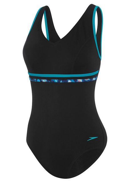 Speedo Black Rain Womens V-Neck Clipback One Piece