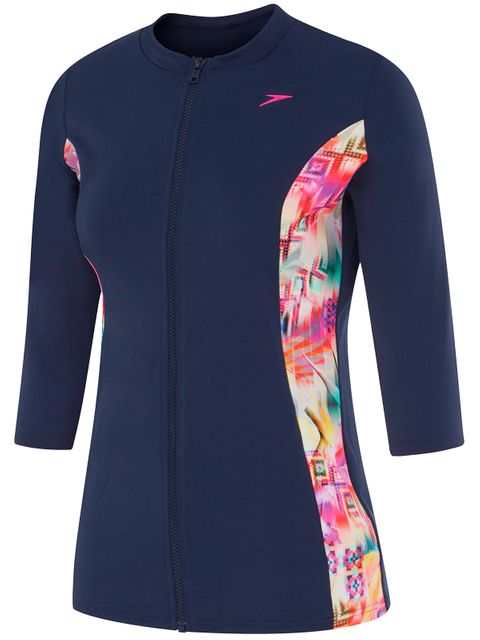 Speedo Chevron Zip Up 3/4 Sleeve Sun Top