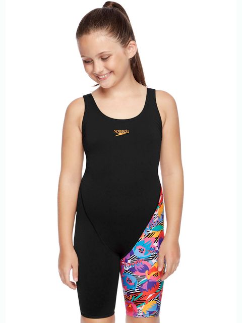 Speedo Dreamland Flowers Girls Leaderback Legusuit
